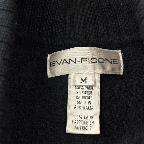 Evan-Picone-M-black-100% Laine wool, Collar button-down cardigan, ribbed details - Picture 6 of 11